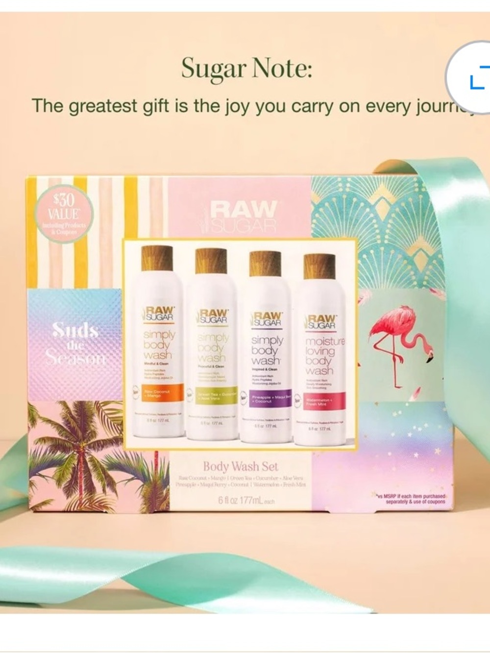 Sugar Body Wash Gift Set – Pink & Teal Accents